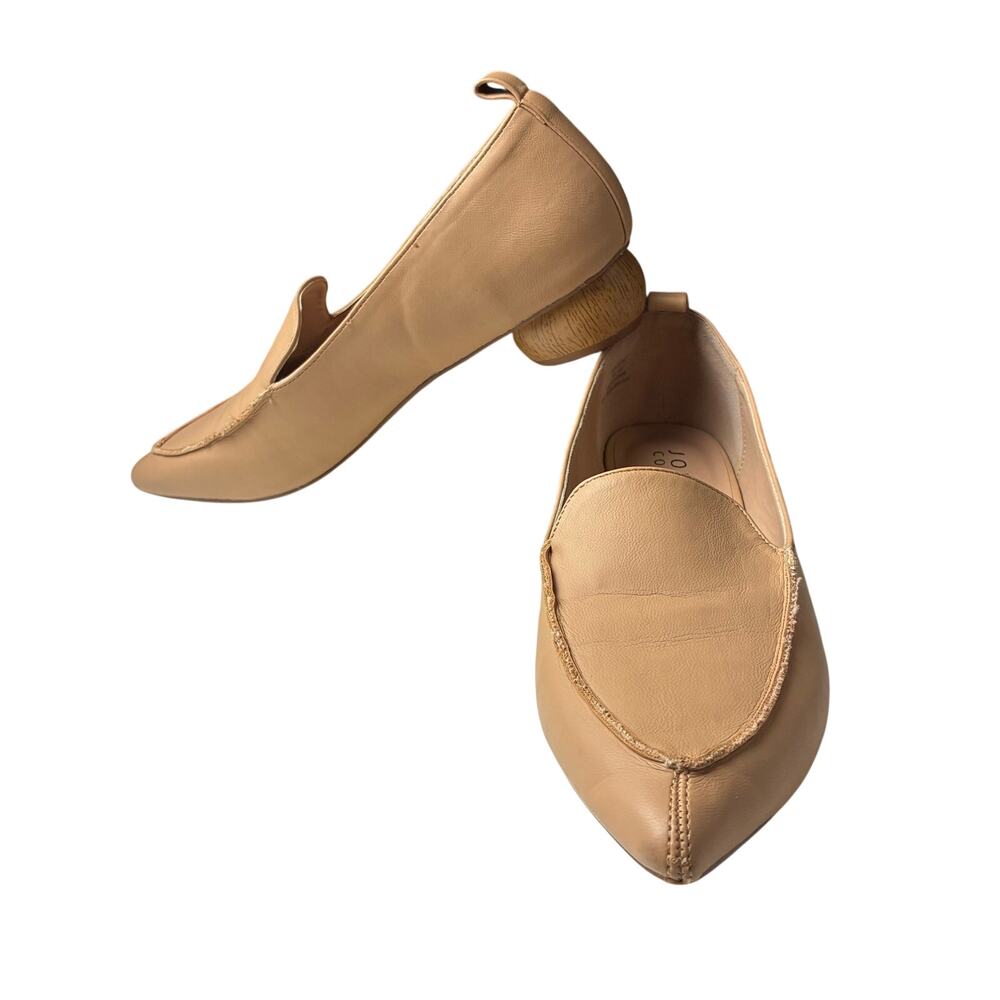 Journee Collection Maggs Loafer Pointed Toe Taupe Women 6.5 Wood Round Heel NWOB